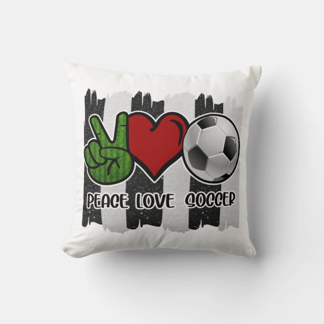 Soccer Peace and Love Cushion (Front)