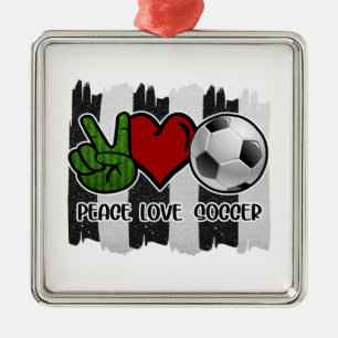 Soccer Peace and Love Metal Tree Decoration