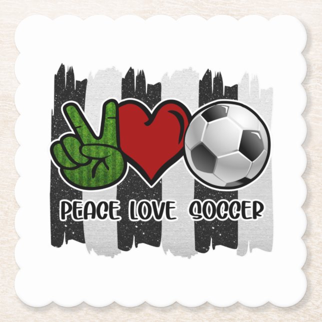 Soccer Peace and Love Paper Coaster (Front)