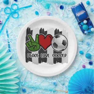 Soccer Peace and Love Paper Plate