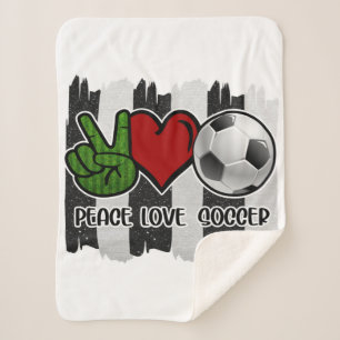 Soccer Peace and Love Sherpa Blanket