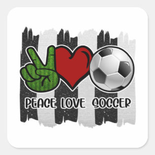 Soccer Peace and Love Square Sticker
