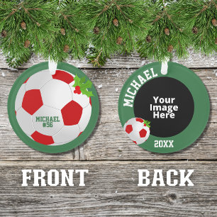 Soccer Personalised Photo Christmas Ornament