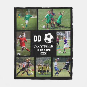 Soccer photo collage fleece blanket