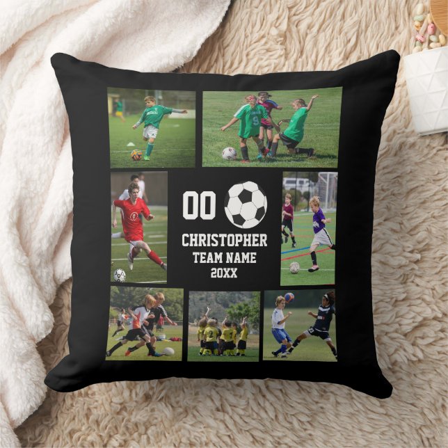Soccer photo collage team name cushion (Blanket)