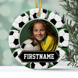 Soccer Photo for team or player - cute Ceramic Tree Decoration