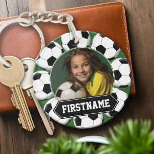 Soccer Photo for team or player - green Key Ring