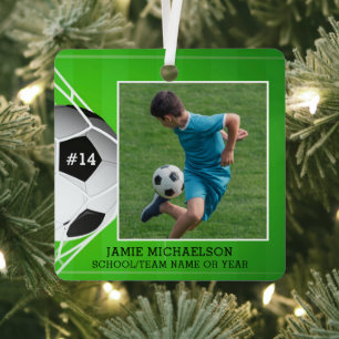 Soccer Photo Personalised Keepsake Metal Tree Decoration