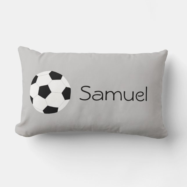 Soccer Pillow: Grey Lumbar Cushion (Front)