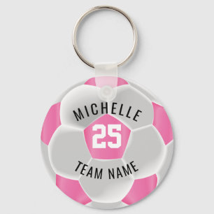 Soccer  - Pink and White Key Ring