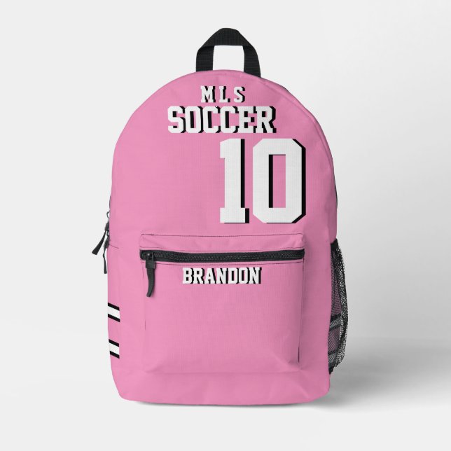 soccer pink backpacks pink personalised player gol (Front)