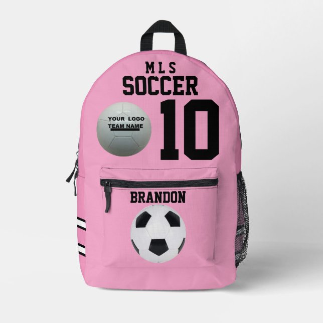 soccer pink backpacks ROSE personalised player gol (Front)