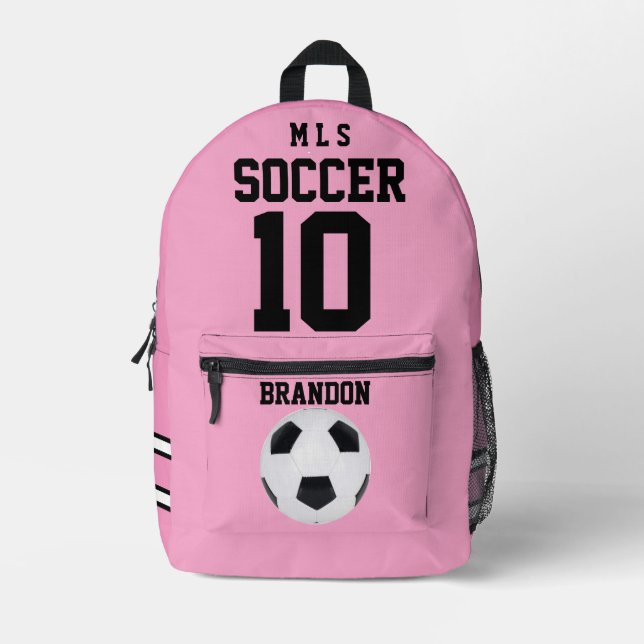 soccer pink backpacks rose personalised player gol (Front)