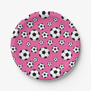 Soccer Pink Birthday Paper Plate