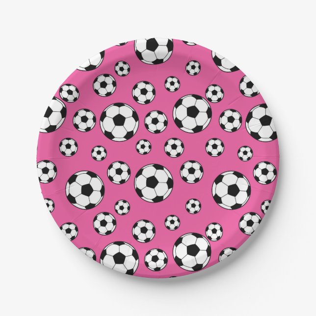 Soccer Pink Birthday Paper Plate (Front)