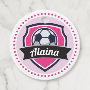 Soccer Pink Girls Name Birthday Party Tags
