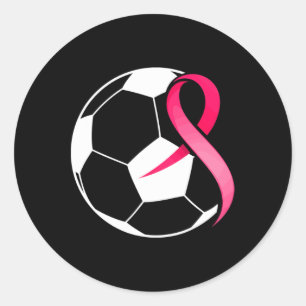 Soccer Pink-Ribbon-Heart-Cool Breast Cancer Awaren Classic Round Sticker