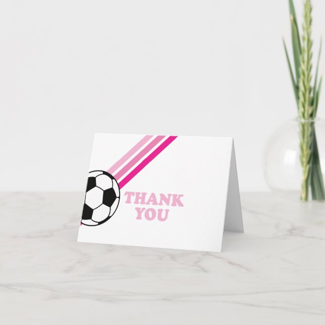 Soccer Pink Stripes Thank You Birthday (Front)