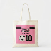 soccer pink tote bag personalised football