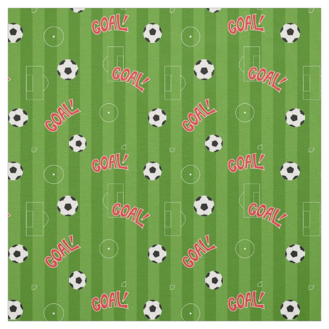 Soccer Pitch Goal and Green Stripes Fabric (Swatch)