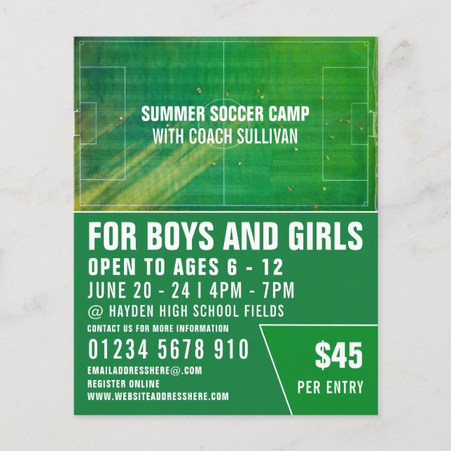 Soccer Pitch, Soccer Camp Advertising Flyer (Front)