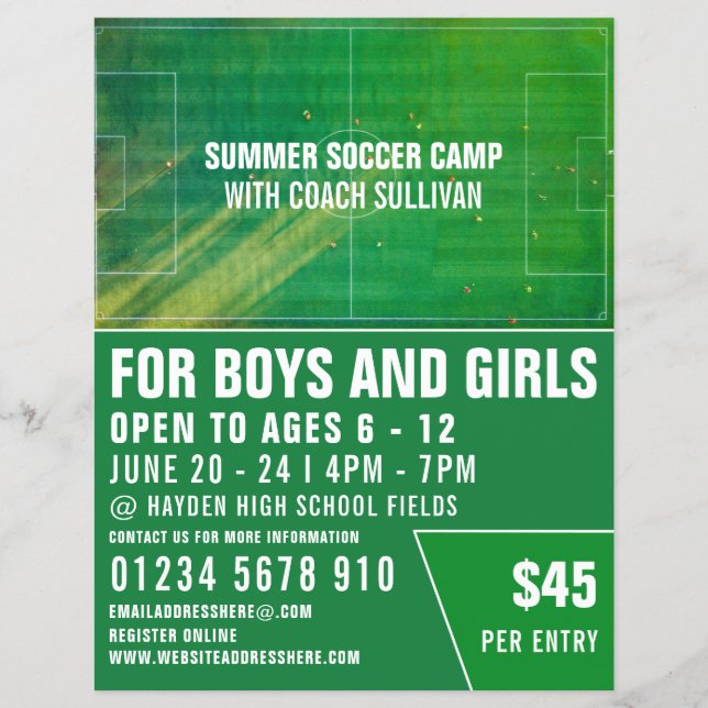 Soccer Pitch, Soccer Camp Advertising Flyer (Front)