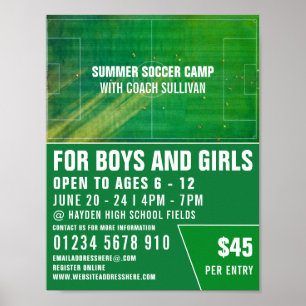 Soccer Pitch, Soccer Camp Advertising Poster