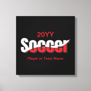 Soccer Player Abstract Swish - Word Art Canvas Print