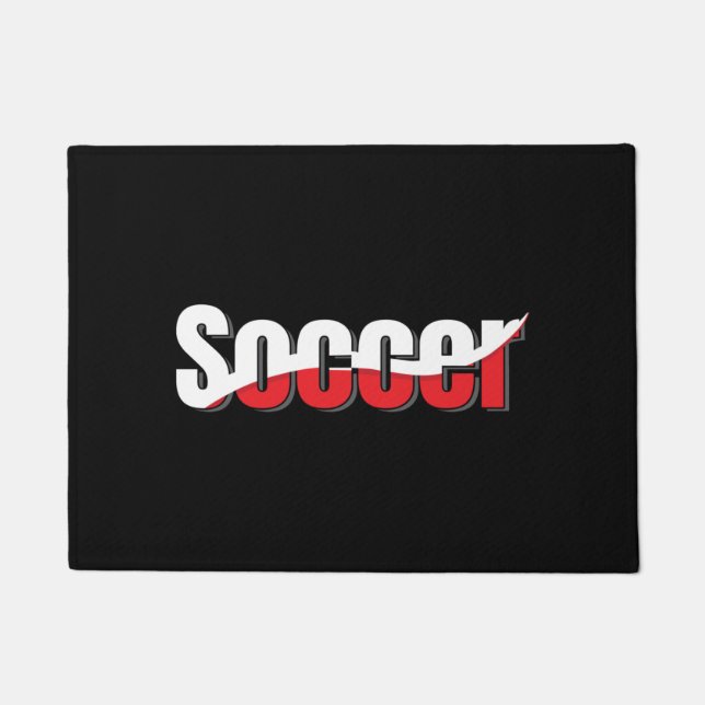 Soccer Player Abstract Swish - Word Art Doormat (Front)