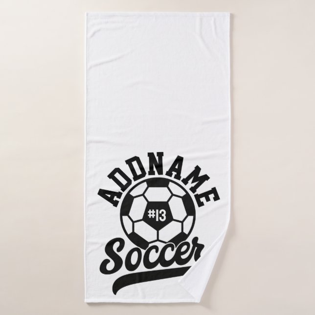 Soccer Player ADD NAME Football Team Personalised Bath Towel Set (Bath Towel)