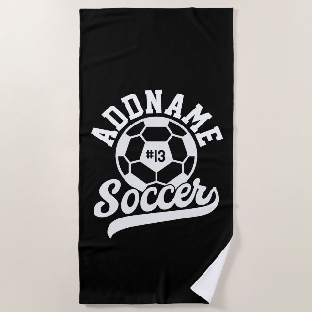 Soccer Player ADD NAME Football Team Personalised Beach Towel (Front)