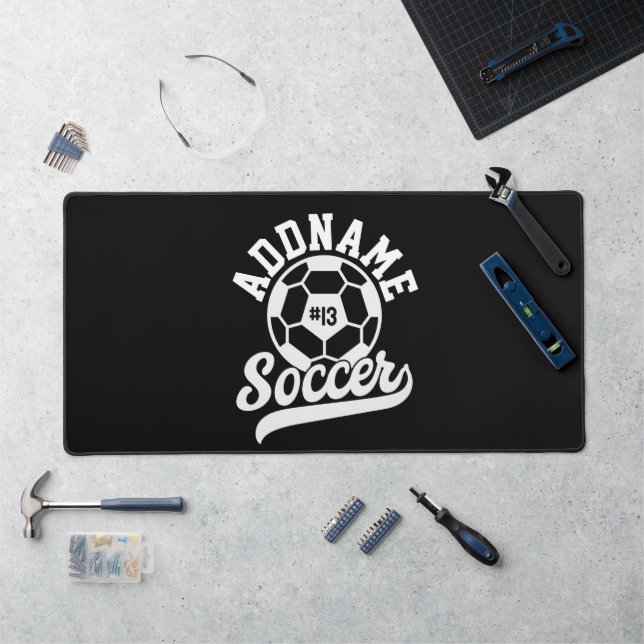 Soccer Player ADD NAME Football Team Personalised Desk Mat (Workstation)