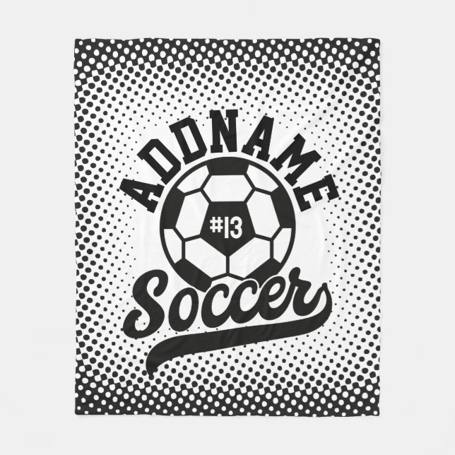 Soccer Player ADD NAME Football Team Personalised Fleece Blanket (Front)