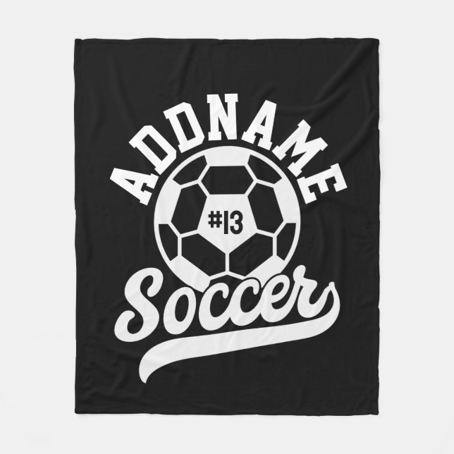 Soccer Player ADD NAME Football Team Personalised Fleece Blanket (Front)