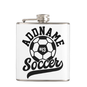 Soccer Player ADD NAME Football Team Personalised Hip Flask