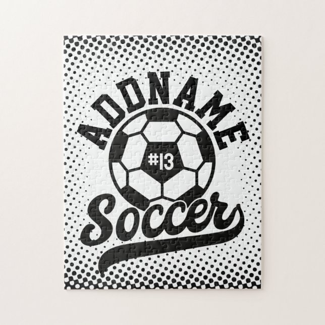 Soccer Player ADD NAME Football Team Personalised Jigsaw Puzzle (Vertical)