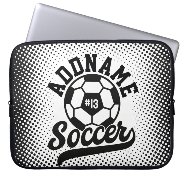 Soccer Player ADD NAME Football Team Personalised Laptop Sleeve (Front)
