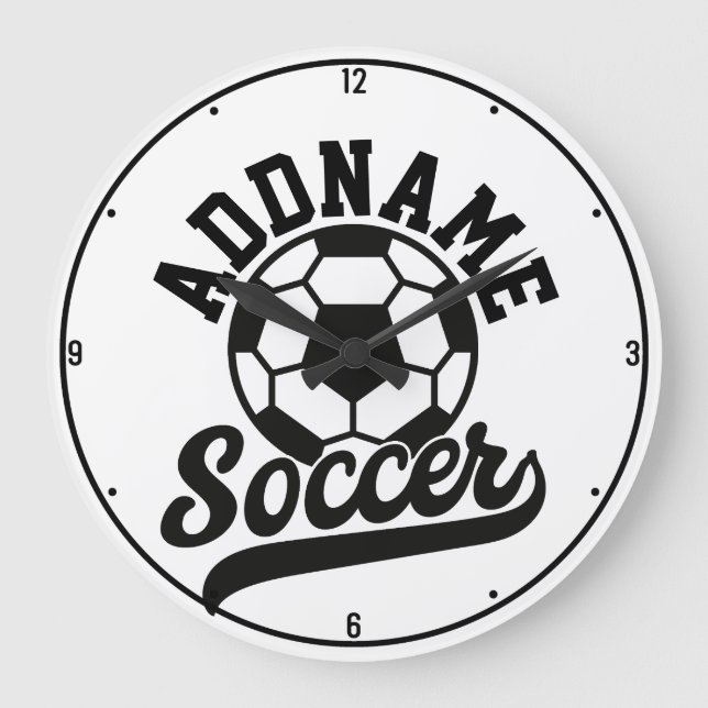 Soccer Player ADD NAME Football Team Personalised Large Clock (Front)