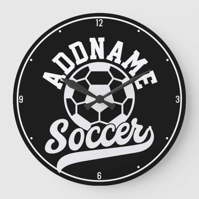 Soccer Player ADD NAME Football Team Personalised Large Clock (Front)