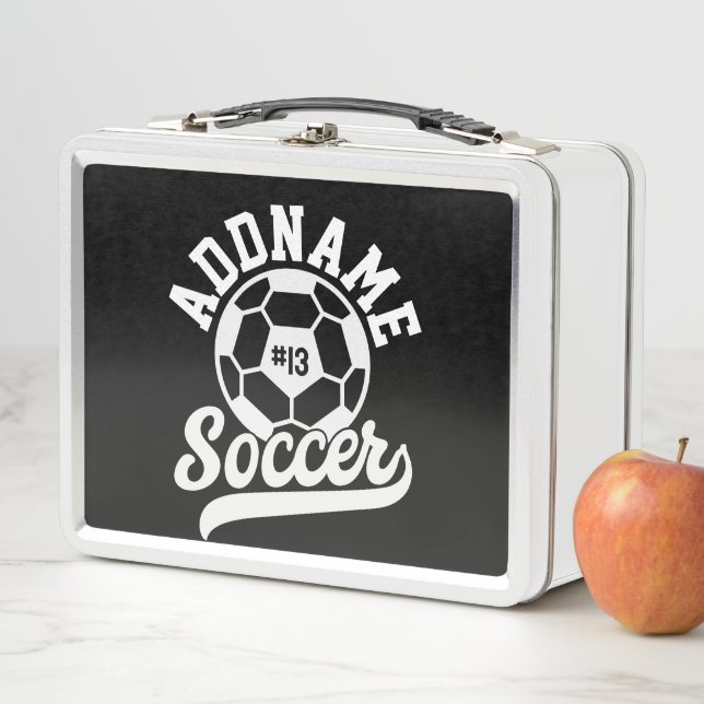 Soccer Player ADD NAME Football Team Personalised Metal Lunch Box (In Situ)