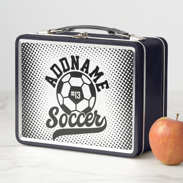 Soccer Player ADD NAME Football Team Personalised Metal Lunch Box (In Situ)