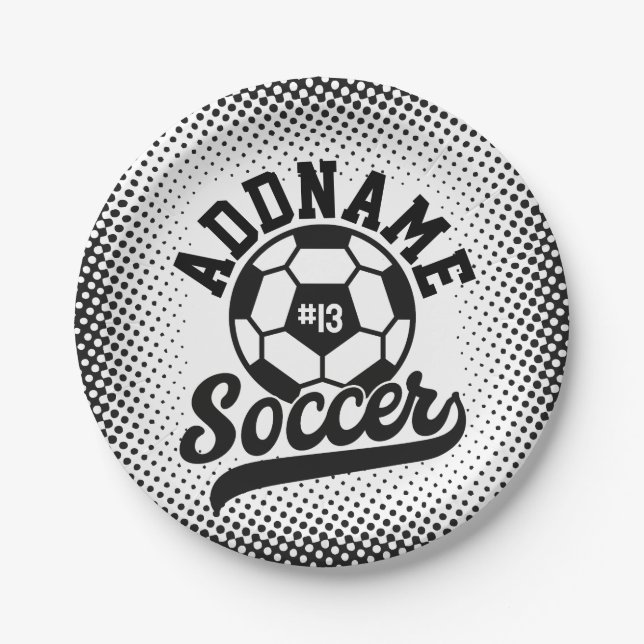 Soccer Player ADD NAME Football Team Personalised Paper Plate (Front)