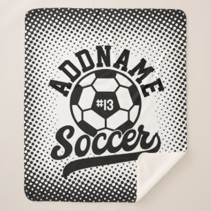 Soccer Player ADD NAME Football Team Personalised Sherpa Blanket