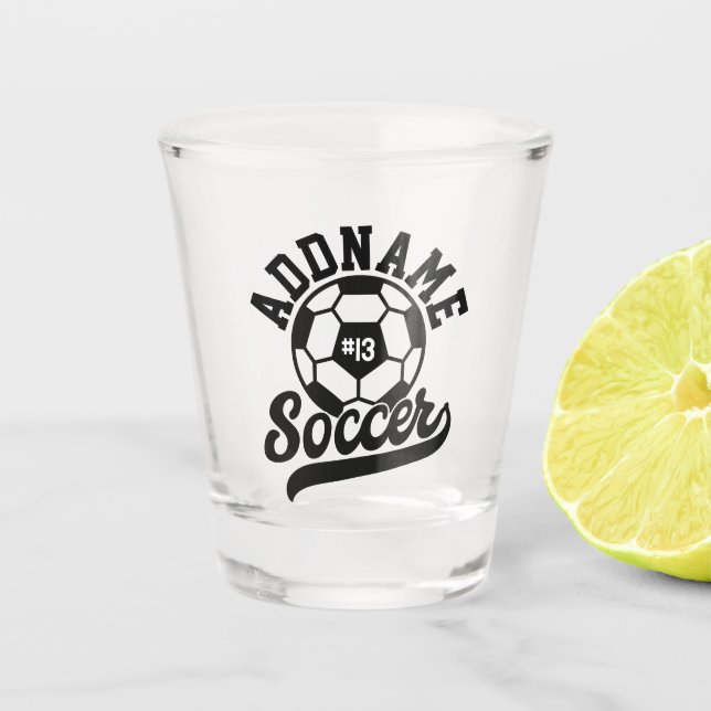 Soccer Player ADD NAME Football Team Personalised Shot Glass (Front)