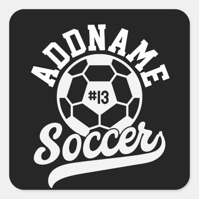 Soccer Player ADD NAME Football Team Personalised Square Sticker (Front)