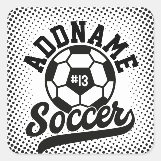 Soccer Player ADD NAME Football Team Personalised Square Sticker (Front)