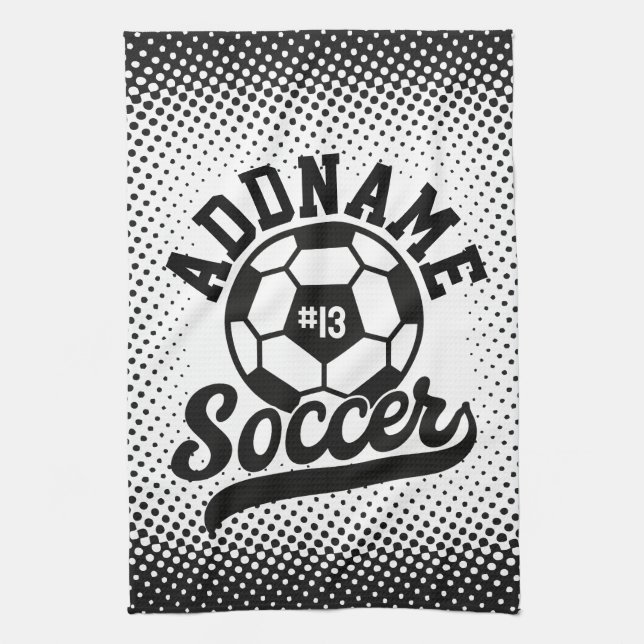 Soccer Player ADD NAME Football Team Personalised Tea Towel (Vertical)