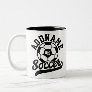 Soccer Player ADD NAME Football Team Personalised Two-Tone Coffee Mug