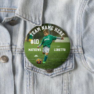 Soccer Player Add Name Number Team and Photo 10 Cm Round Badge