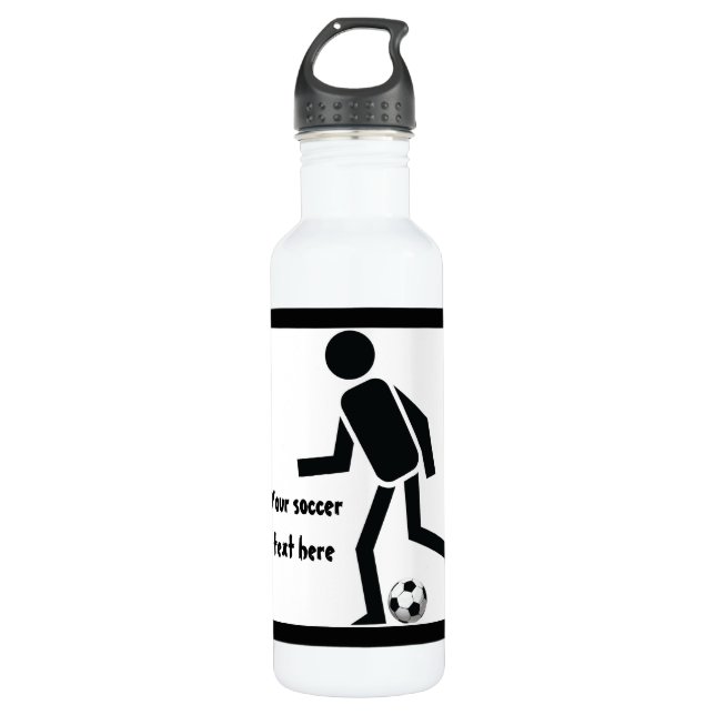 Soccer player and ball custom 710 ml water bottle (Front)